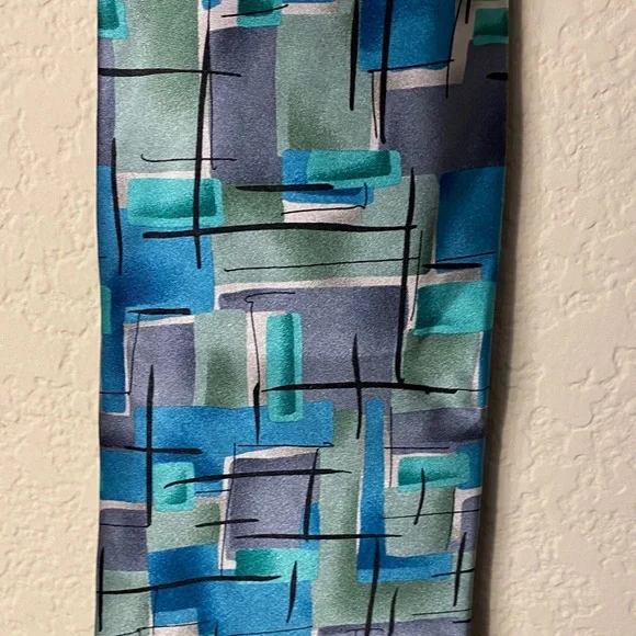 J. Garcia Abstract Blue and Green Tie - Picture 5 of 6
